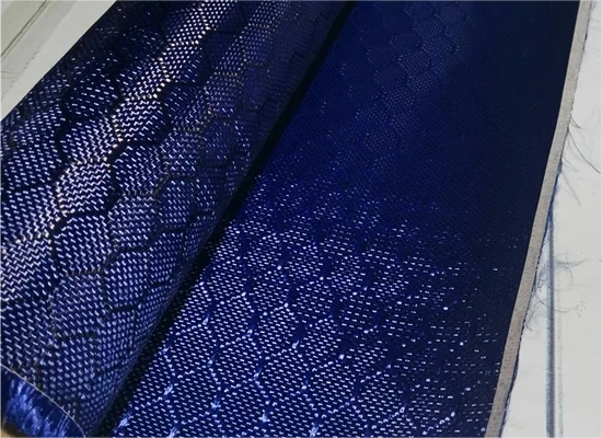 3K 210g/sqm Jacquard Carbon Fiber Fabric Blue Kevlar Fabric